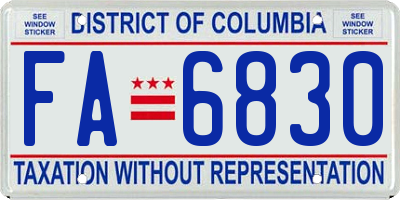 DC license plate FA6830