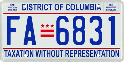 DC license plate FA6831