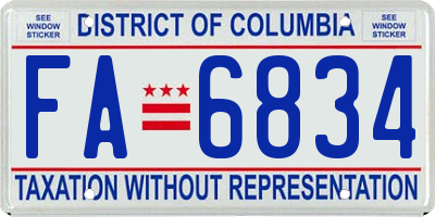 DC license plate FA6834