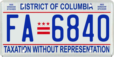 DC license plate FA6840