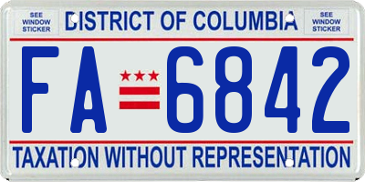 DC license plate FA6842