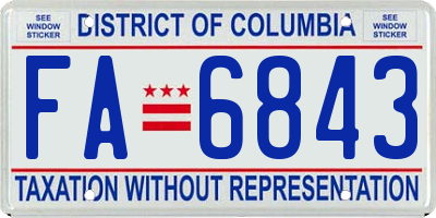 DC license plate FA6843