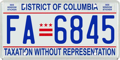 DC license plate FA6845