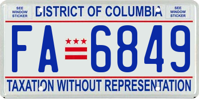 DC license plate FA6849