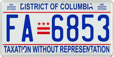 DC license plate FA6853