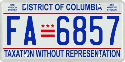 DC license plate FA6857