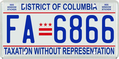 DC license plate FA6866