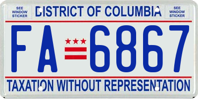 DC license plate FA6867