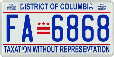 DC license plate FA6868