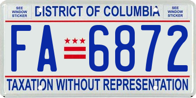 DC license plate FA6872