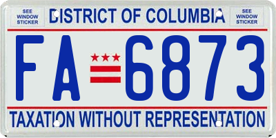 DC license plate FA6873