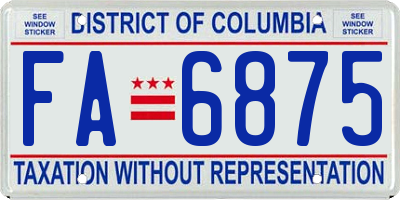 DC license plate FA6875