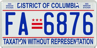 DC license plate FA6876