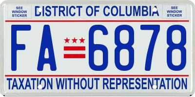 DC license plate FA6878