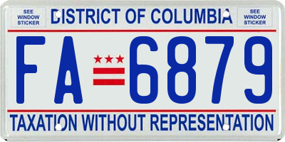 DC license plate FA6879