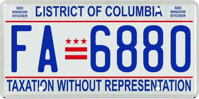 DC license plate FA6880