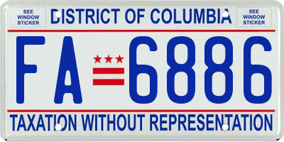 DC license plate FA6886