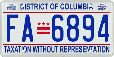 DC license plate FA6894