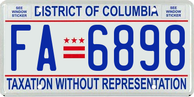 DC license plate FA6898