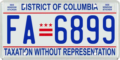 DC license plate FA6899