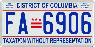 DC license plate FA6906