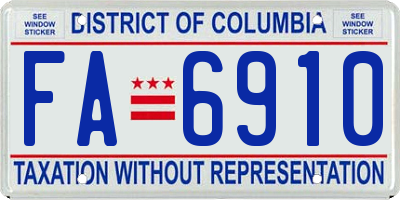 DC license plate FA6910