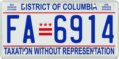 DC license plate FA6914