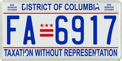 DC license plate FA6917