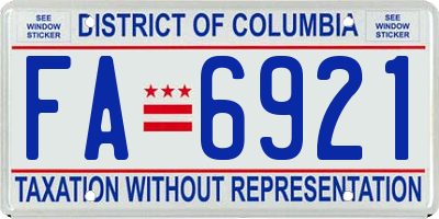 DC license plate FA6921