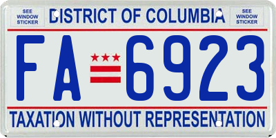 DC license plate FA6923