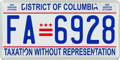 DC license plate FA6928