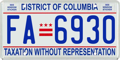 DC license plate FA6930