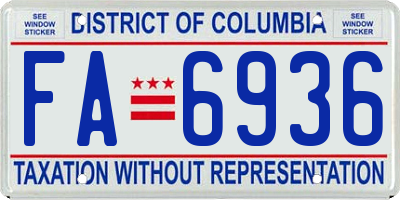 DC license plate FA6936