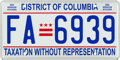 DC license plate FA6939