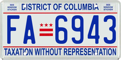 DC license plate FA6943