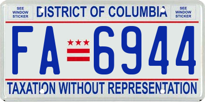 DC license plate FA6944