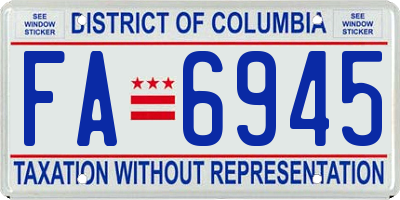 DC license plate FA6945