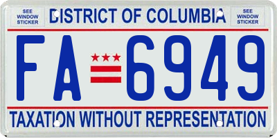 DC license plate FA6949