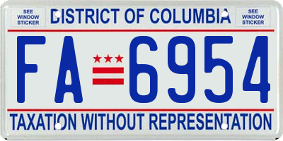 DC license plate FA6954