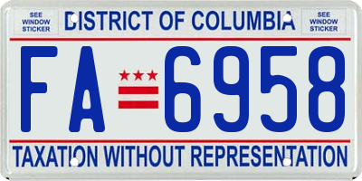 DC license plate FA6958