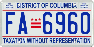 DC license plate FA6960