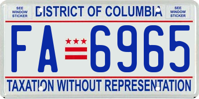 DC license plate FA6965