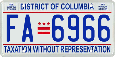 DC license plate FA6966