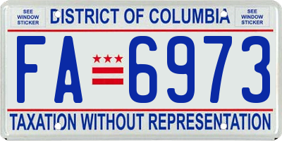 DC license plate FA6973