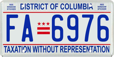 DC license plate FA6976