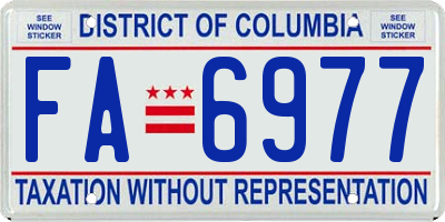 DC license plate FA6977