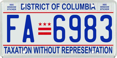 DC license plate FA6983