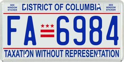 DC license plate FA6984