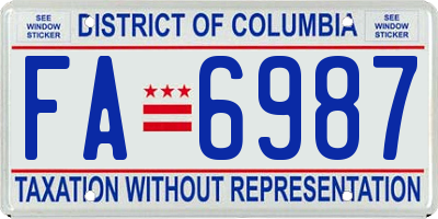 DC license plate FA6987