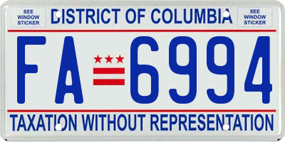 DC license plate FA6994